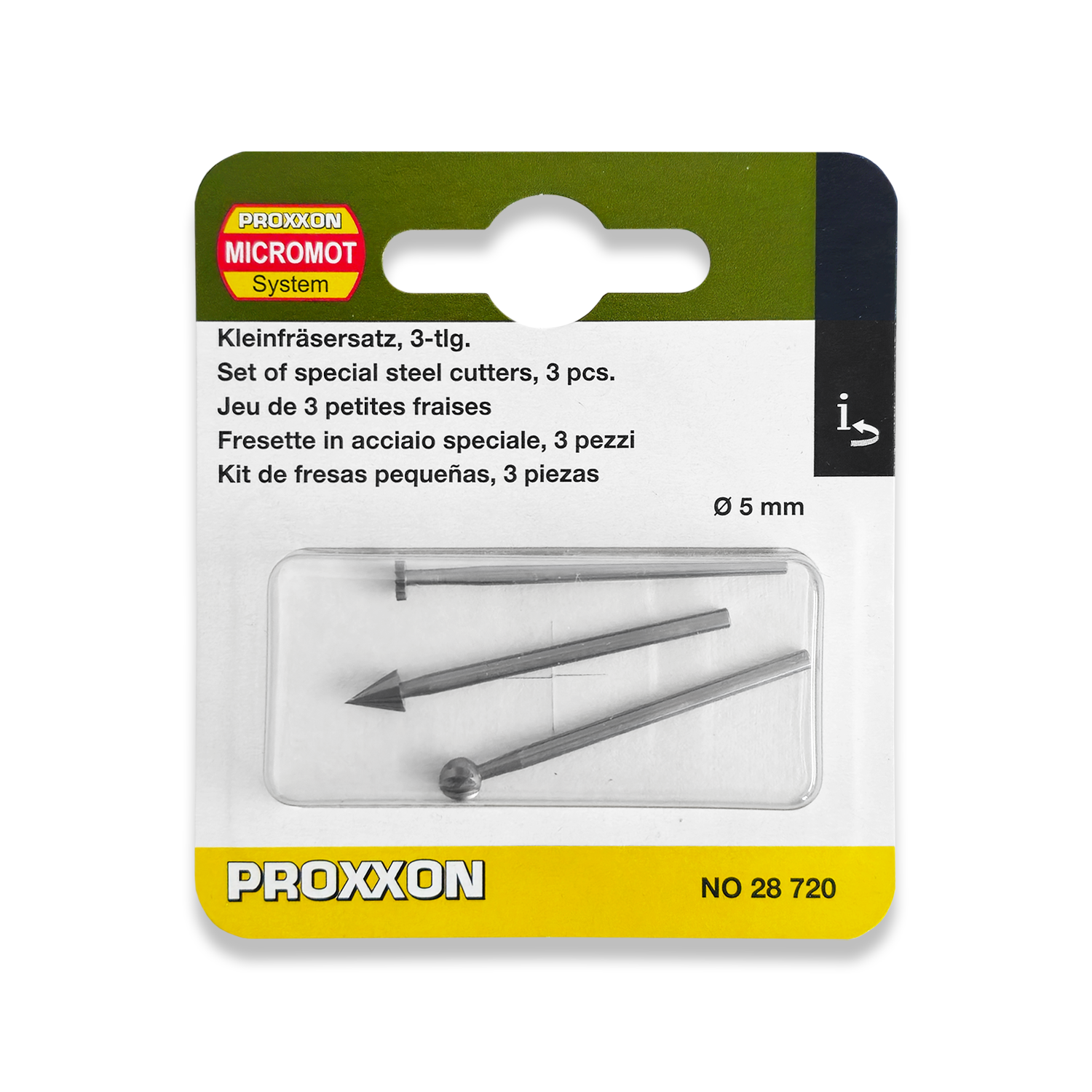 PROXXON Tungsten-Vanadium Steel Milling Bits Set of 3 28720 From RDGTools