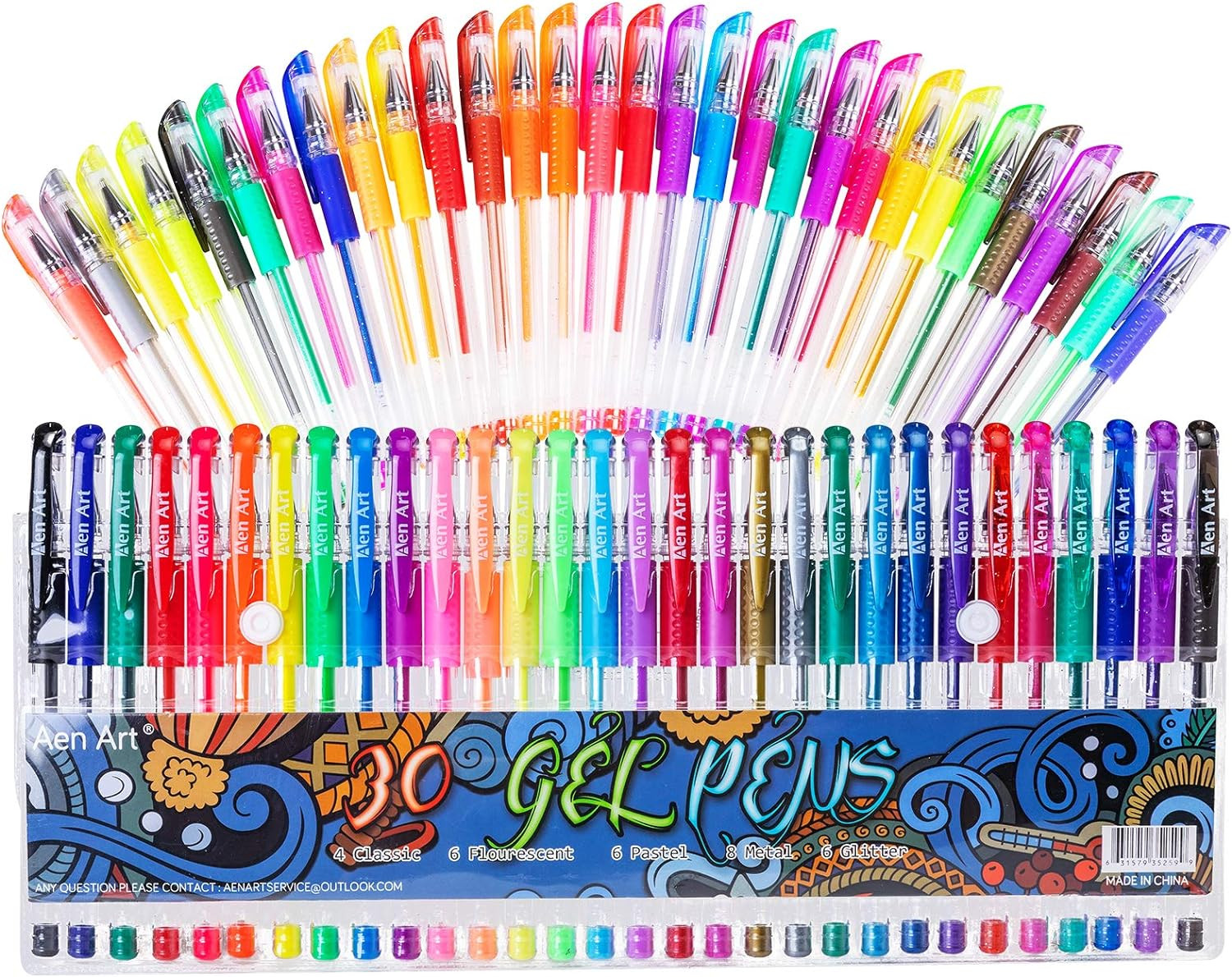 Gel Pens for Adult Coloring Books, 30 Colors Fine Point Gel 