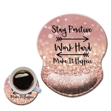 Glitter Quote Mouse Pad Wrist Support Non Slip Mousepad Ergonomic Rest Laptop