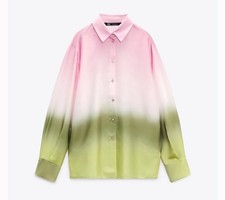 Size:S Zara Dip Dyed Women  s Print Shirt
