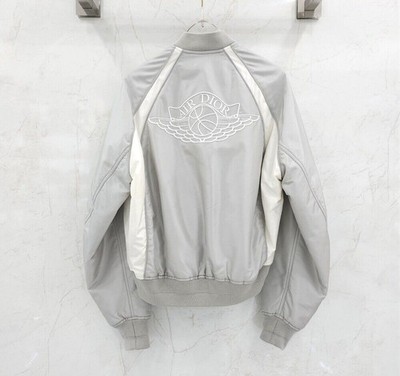 Dior Air Jordan Limited Edition Gray Wing Logo Embroidered Varsity 153899988