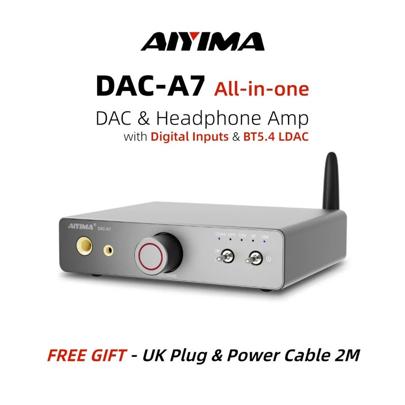 AIYIMA DAC-A7 All-in-one Headphone Amp & DAC | ES9038Q2M with Bluetooth 5.4 LDAC