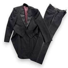 Vintage Henry Grethel Tuxedo Mens 42L 33x34 Pants Black Tails Coat 2pc USA 90s