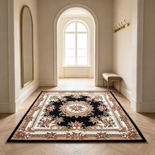 1pc European Style Vintage Style Floral Pattern Square Carpet, Suitable For Livi