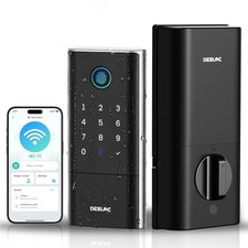 Smart Lock K120 with GPT 3D Fingerprint, 15,000mAh Battery Up Black Deadbolt