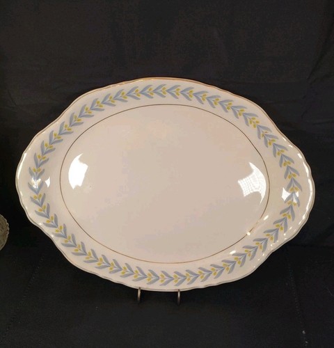 WS George Radisson China Apollo Oval Platter 16" Serving Platter Blue Yellow 40s - Picture 1 of 21