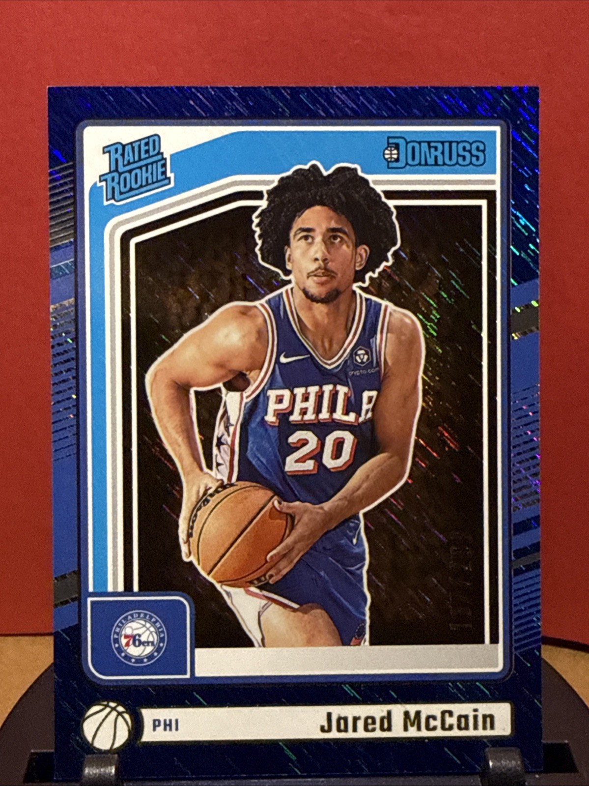 2024-25 Panini Donruss Rated Rookie Jared McCain #228 Storm /299 (RC)