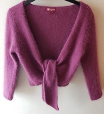 Monsoon Angora Bolero Cardigan Maroon,Soft, Fluffy, Angora Blend, 3/4  Sleeve