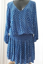 Gap Casual Smocked Dress Womens Medium Lined Blue Short Fun Chest 37"