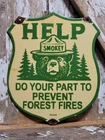 VINTAGE SMOKEY BEAR PORCELAIN SIGN OLD US FOREST SERVICE NATIONAL PARK FIRES 12"