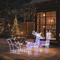 Rentiere & Schlitten Weihnachtsdekoration 160 Leds 130 Cm Acryl