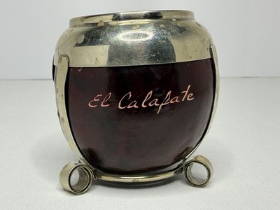 Small Handcrafted Alpaca Plated Mate Gourd - El Calafate Inscription P118