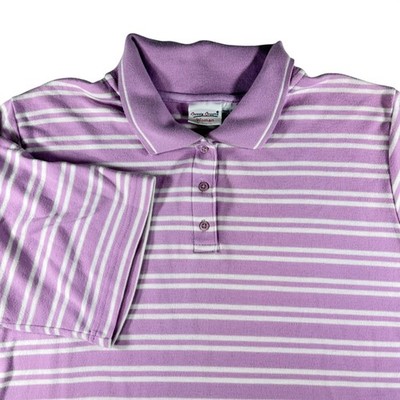 VTG Bobbie Brooks Polo Shirt Women 14W/16W Purple Striped Preppy Grandmacore Top