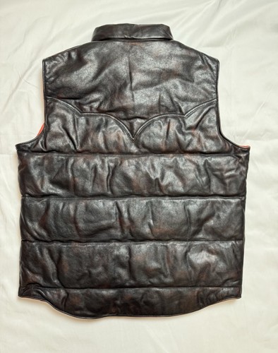 RRL Double RL Ralph Lauren Quilted Western Leather Puffer Vest Size L - Picture 2 of 9