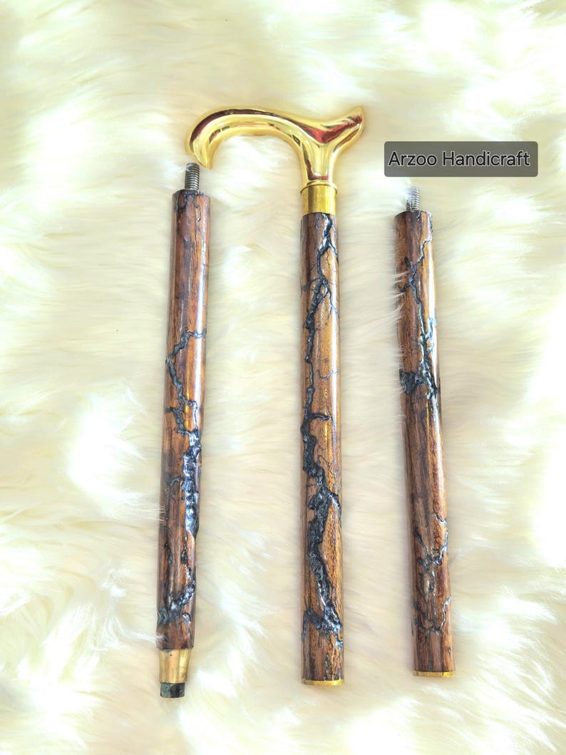 Beautiful Victorian Solid Brass Handle Wooden Wal… - image 5