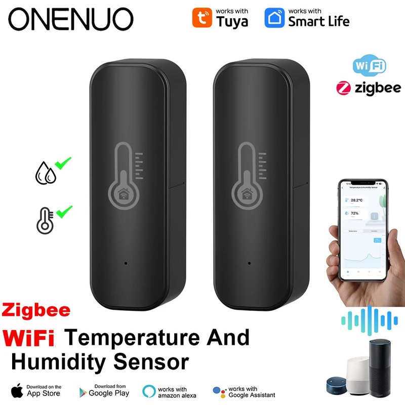 Tuya Zigbee/ WiFi Smart Temperature Humidity Sensor Indoor Hygrometer APP Remote