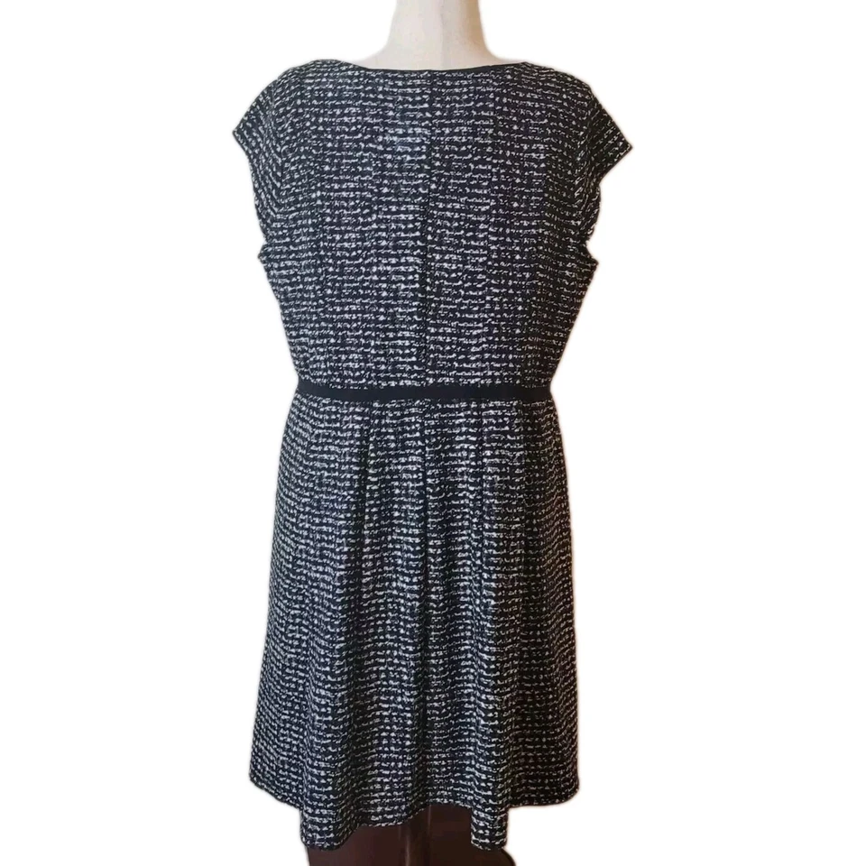 Vestido Elle A Line Para Mujer XXL Negro Gris Blanco Tejido a Cuadros Tweed 2X Oficina Informal Foto 4 de 4