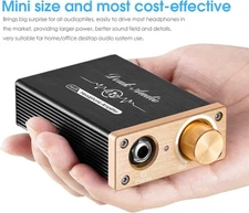 Mini Class A Headphone Amplifier Hi-Fi Desktop Home Stereo Headset Amp DC5V Gold