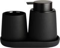 Badezimmer Set 3-Teilig Schwarz Seifenspender 350Ml Zahnputzbecher Seifenschale