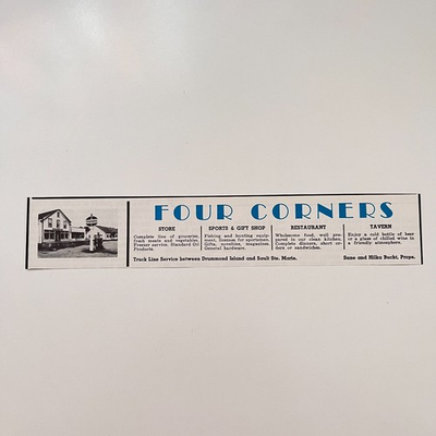 #ad Four Corners Store Sports amp; Gift Shop Sune and Hilka Bucht 1958 MI Ad TAK3 1 $13.50