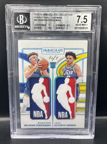 PODZIEMSKI GEORGE 2023-24 IMMACULATE DUAL LOGOMAN RPA 1/1 BGS 7.5 Q7551