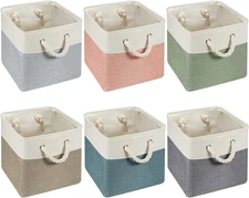 6 Pcs 11 X 11 Inch Cube Storage Bins Fabric Storage Organizer Bins Foldable Cube