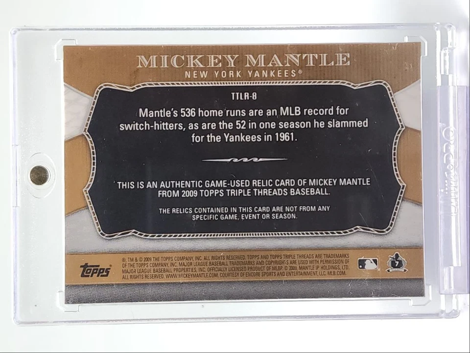 MICKEY MANTLE 2009 TOPPS TRIPLE THREADS LEGENDS PATCH RUBY RED /27 Q4444 - Image 2 of 2