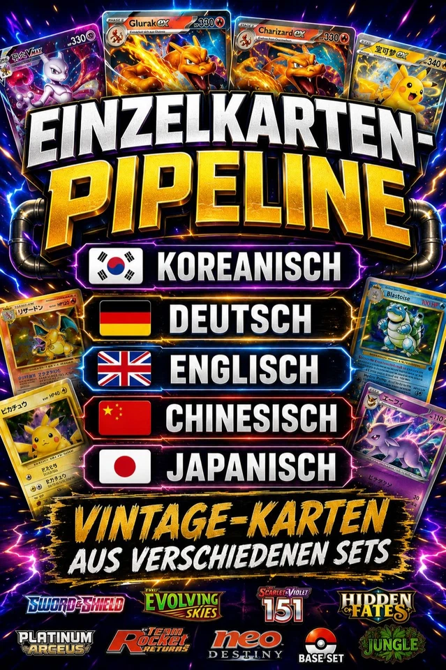 Einzelkarten Pipeline KOR, GER, ENG, CHN, JAP, VINTAGE
