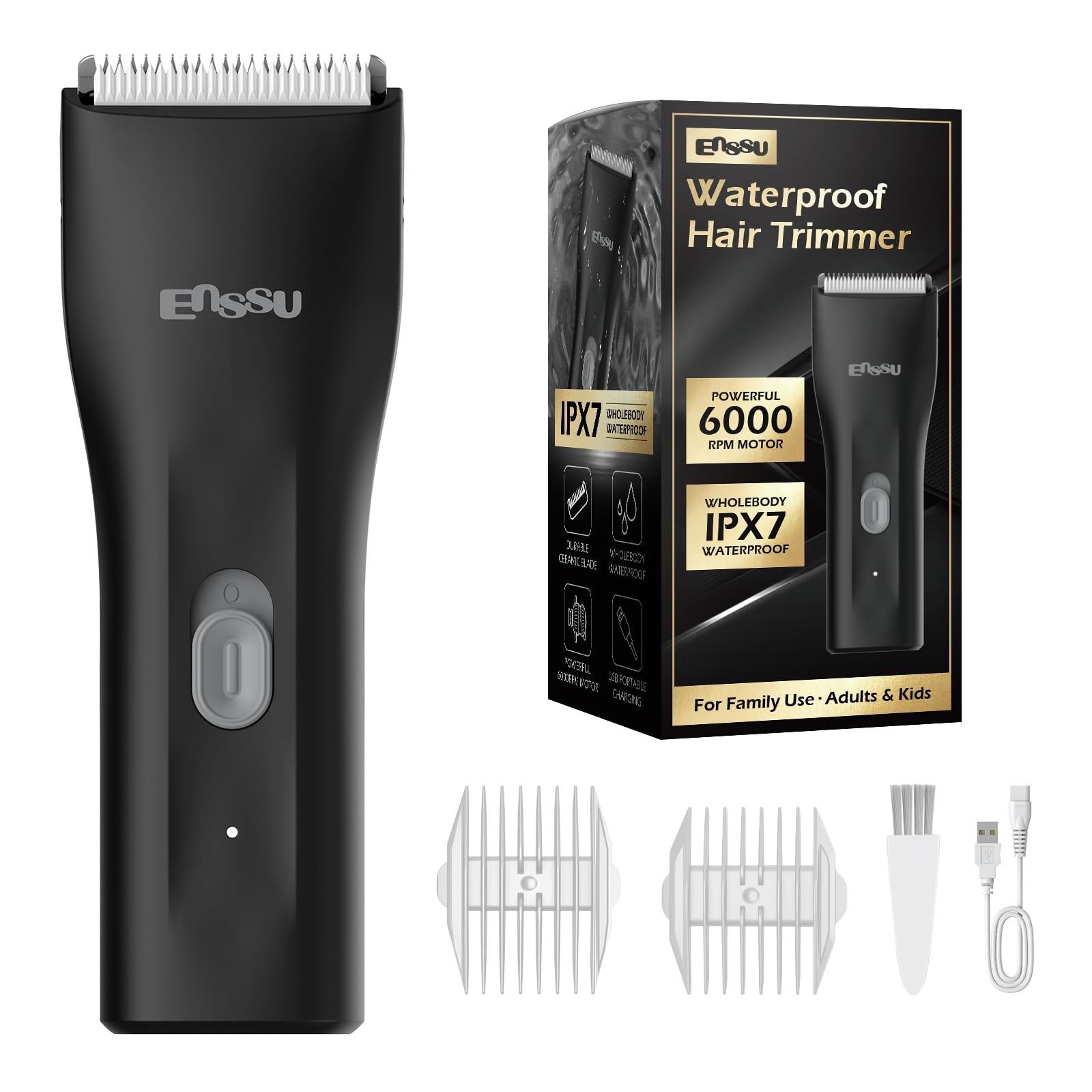 Cordless Men's Hair Clippers & Waterproof Beard Trimmer with Ceramic Blades