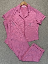 Juicy Couture Y2K Pink Jacquard Pajama Set Rhinestone Logo Sleepwear Small