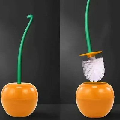 Creative Cherry Toilet Brush Set: Decorative Bowl Cleaner with Holder, Red