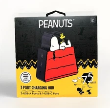 NEW Peanuts SNOOPY LYING ON DOGHOUSE Charging Hub ~ 3-Port (2) USB-A / (1) USB-C