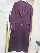 Next Single Breasted Maxi Longline Coat  Burgundy/Berry Red Size 10 