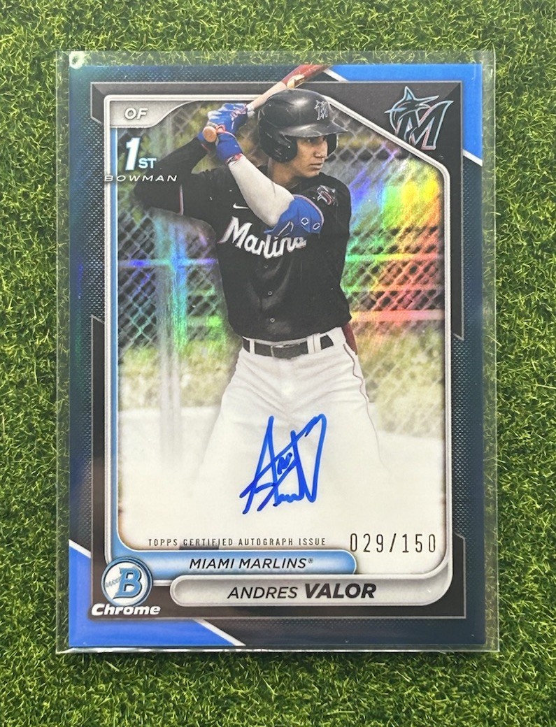 2024 Bowman Chrome ANDRES VALOR 1st Bowman TRUE BLUE Refractor /150 AUTO