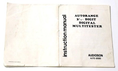 (p6015) ANLEITUNG Digital-Multimeter AUDIOSON Auto-2000, 16 S. - Z 4