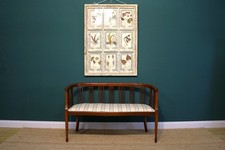 Antique Edwardian Mahogany Upholstered Two Seat Salon Sofa Couch Loveseat
