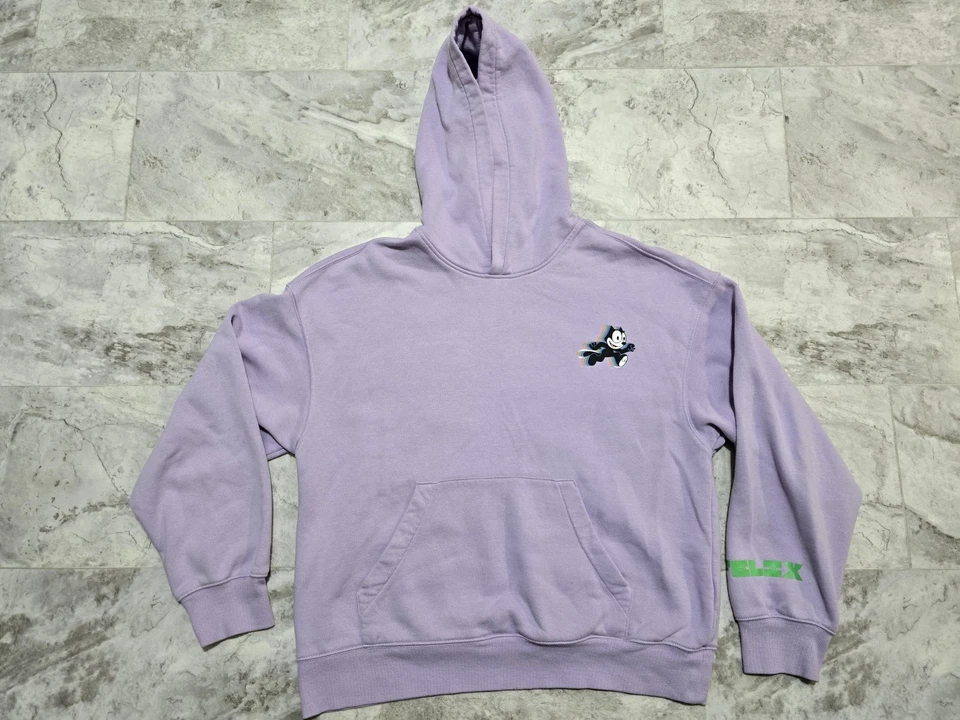 H&M Oversized Printed Fit Hoodie Felix The Cat Unisex Sz M Light Purple  - Image 2 of 4
