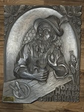 HOPFEN U. MALZ GOTT ERHALTS Reinzinnauflage ca. 34 cm  x 27 cm Ech Handarbeit