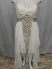 Morilee White/gold Ruched Top Sequin Skirt And Waist Overlay Open Front...