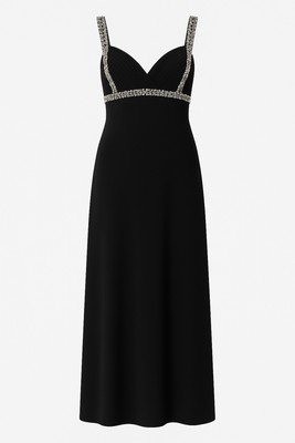 chinese dress ladies Betsy & Adam Black Fitted Long Dress with Diamante Detail  Faveur