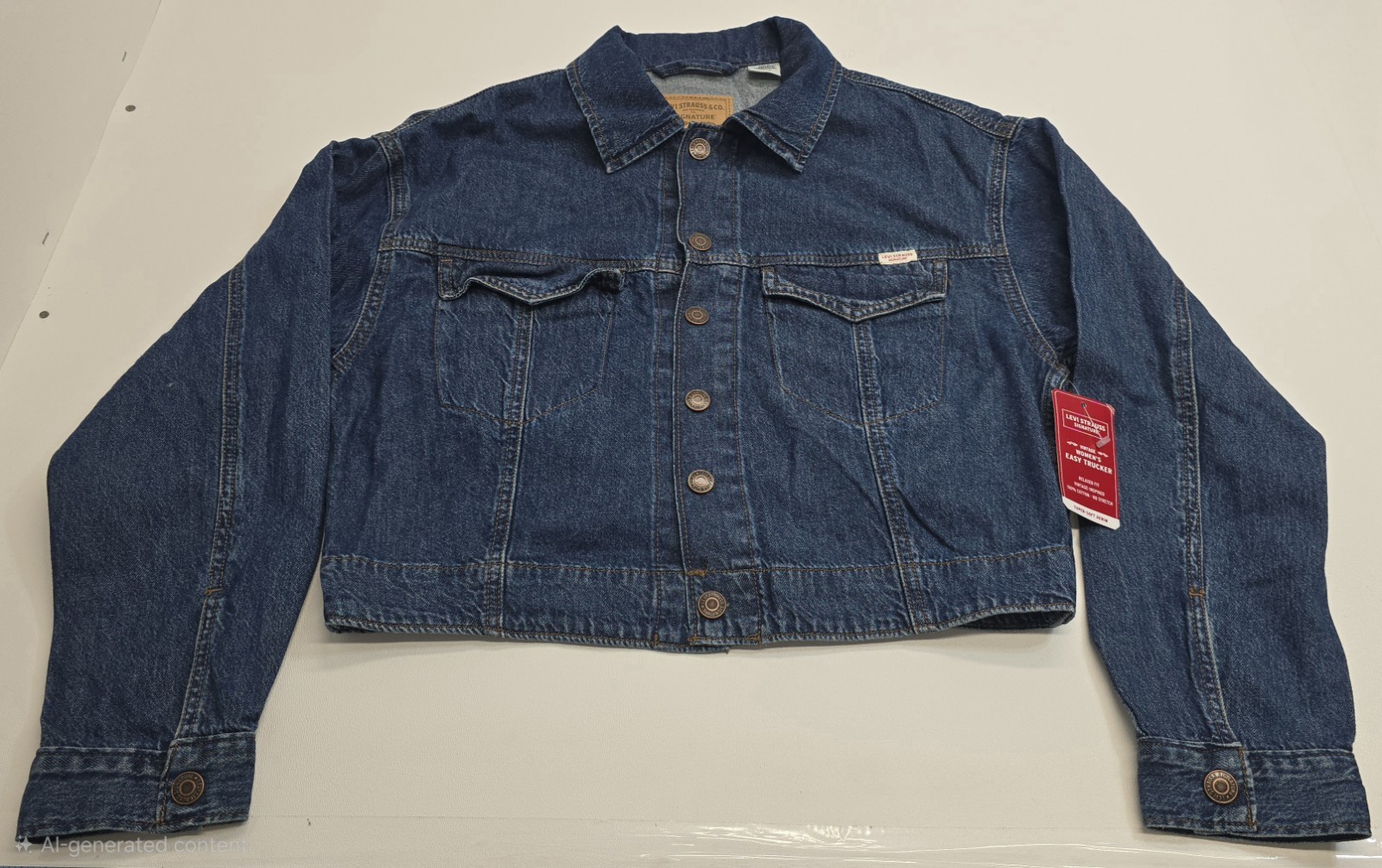Levis Jacket Womens, Size Small Blue Denim Crop Button Up Long Sleeves NWT