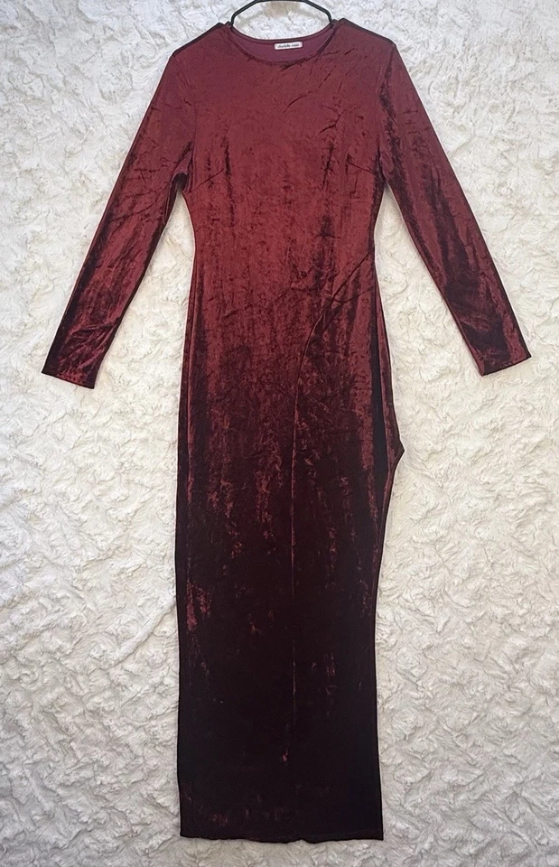Charlotte Russe VTG Y2K Women’s Crushed Velvet Dress Red Wine Size L Bodycon - Image 2 of 4