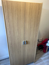 Light Wood Effect 2 Door Hinged Freestanding Wardrobe 200x100x50cm