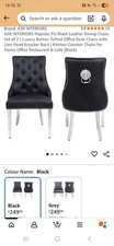 4 Black Luxury Button Tufted Dining Chairs with Lion Head Knocker Back