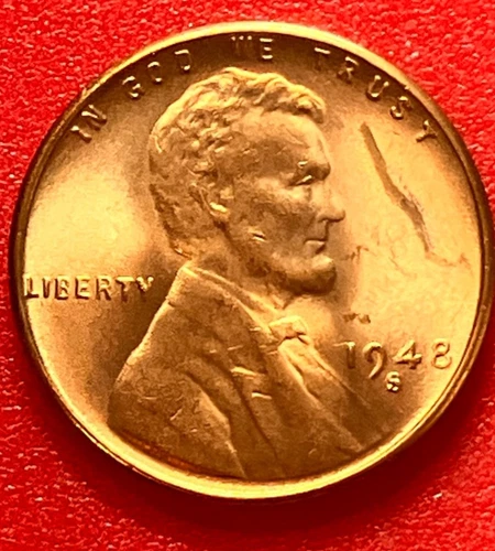 1948-S Lincoln Wheat Cent Penny GEM RED BU From an Original Bank Roll