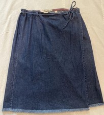 Vintage Y2K Abercrombie Fitch Wrap Around Blue Jean Skirt Knee Length Size 0