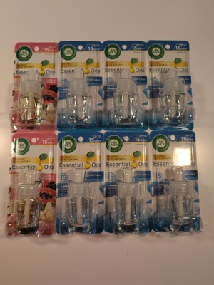 8 PKG Air Wick Essentials Oils,FRESH LINEN & VANILLA PINK PAPAYA ,UP TO 15 DAYS