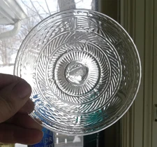 1820s BOSTON & SANDWICH GLASS PONTILED THREE MOLD BLOWN GEOMETRIC NAPPIE PAN