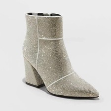 Women's Cailin Ankle Boots Rhinestone Silver- A New Day Multiple Sizes