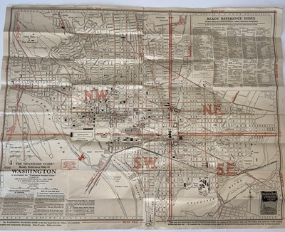 1909 Washington D.C. Ready Reference Map  Standard Guide  Antique Vintage
